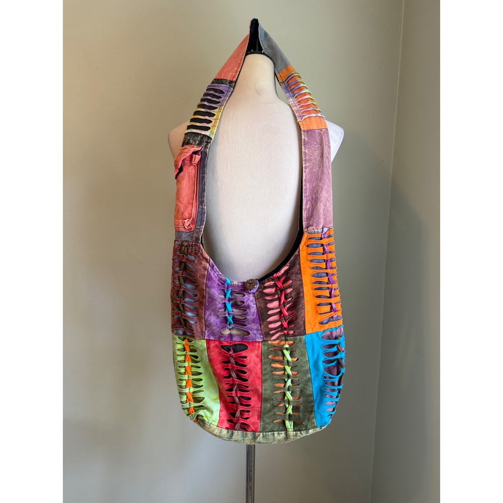 Patchwork Boho Hobo Cotton Multicolor whimsigoth grunge distressed colorful y2k